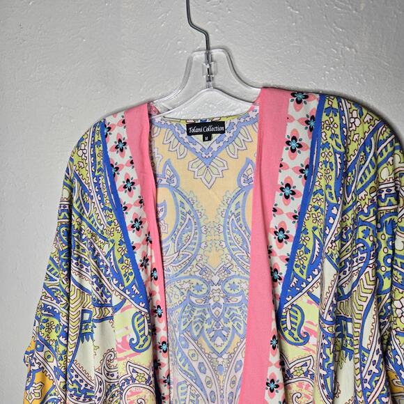 Kimono Tolani Collection Womens Size Med Blouse Paisley Floral Kimono Top Yellow - Picture 3 of 6